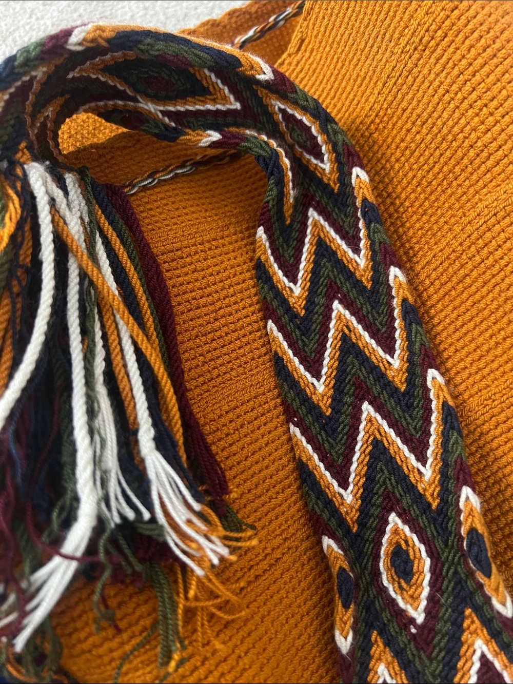 Boho Woven Shoulder Bag in Burnt Orange with Patterned Strap - Picture 7 of 7